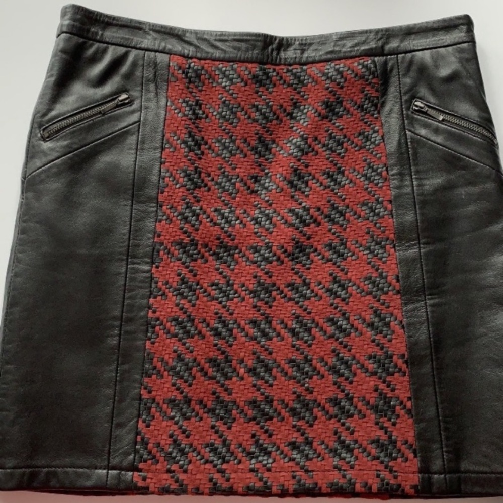 Daniel Hechter Woven leather skirt